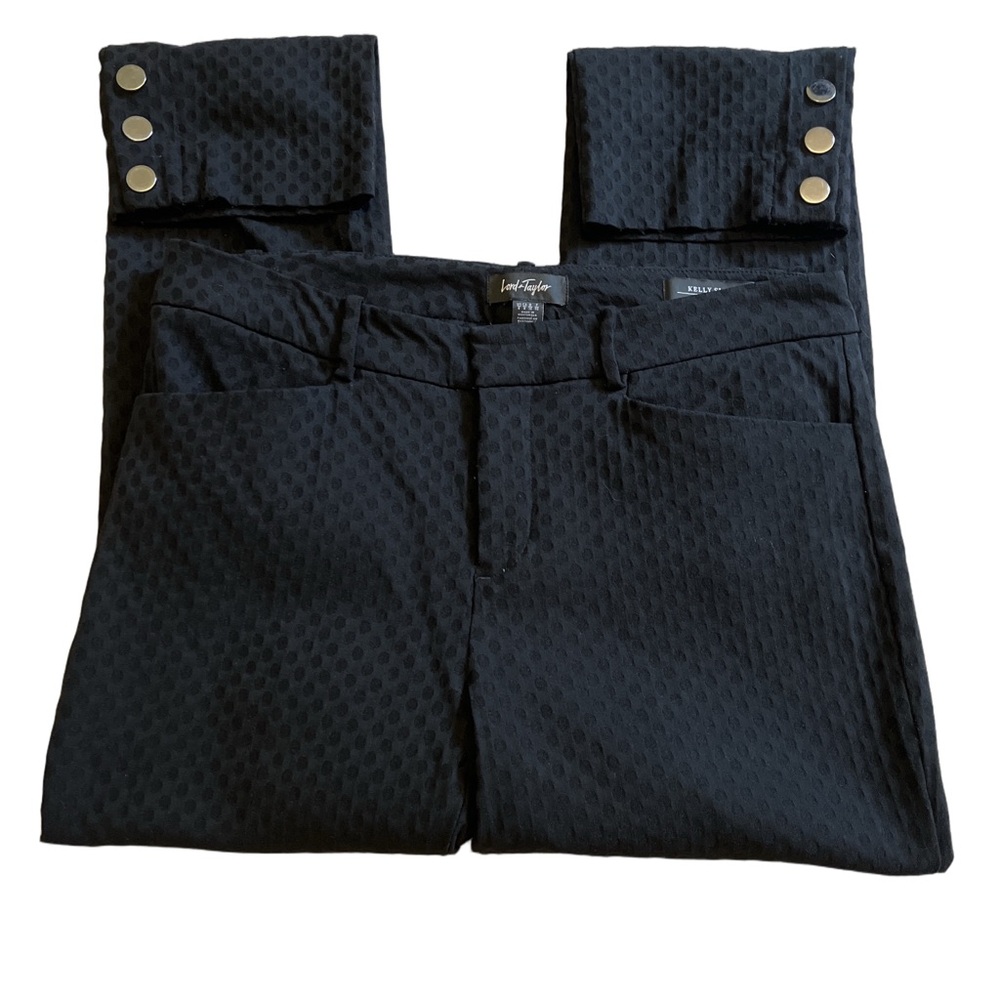 Lord & Taylor “Kelly Slim” black textured viscose blend pants